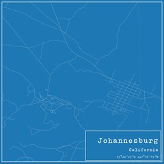 Blueprint US city map of Johannesburg, California.