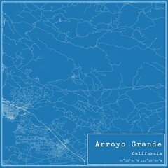 Blueprint US city map of Arroyo Grande, California.