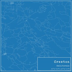 Blueprint US city map of Creston, California.