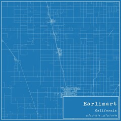 Blueprint US city map of Earlimart, California.