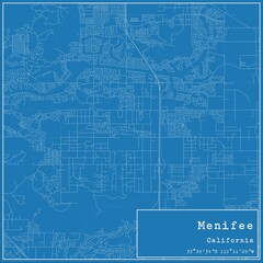 Blueprint US city map of Menifee, California.