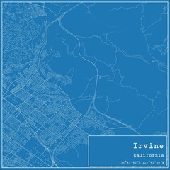 Blueprint US city map of Irvine, California.