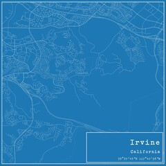 Blueprint US city map of Irvine, California.