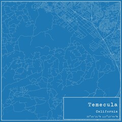 Blueprint US city map of Temecula, California.