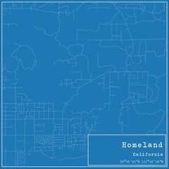 Blueprint US city map of Homeland, California.