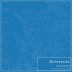 Blueprint US city map of Riverside, California.