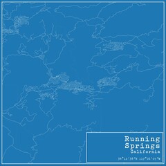 Blueprint US city map of Running Springs, California.