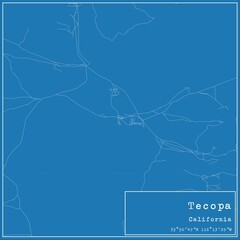 Blueprint US city map of Tecopa, California.
