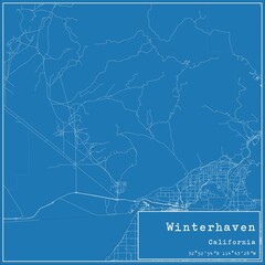 Blueprint US city map of Winterhaven, California.