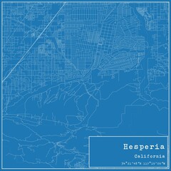 Blueprint US city map of Hesperia, California.