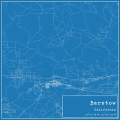 Blueprint US city map of Barstow, California.