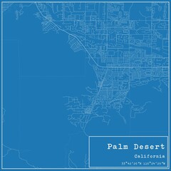 Blueprint US city map of Palm Desert, California.