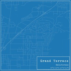 Blueprint US city map of Grand Terrace, California.