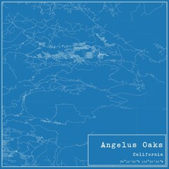 Blueprint US city map of Angelus Oaks, California.