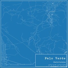 Blueprint US city map of Palo Verde, California.