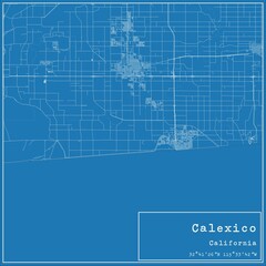 Blueprint US city map of Calexico, California.