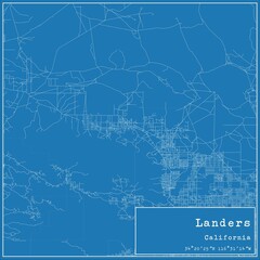 Obraz premium Blueprint US city map of Landers, California.