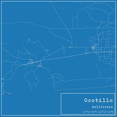 Fototapeta premium Blueprint US city map of Ocotillo, California.