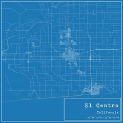 Blueprint US city map of El Centro, California.