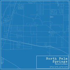 Blueprint US city map of North Palm Springs, California.