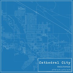 Blueprint US city map of Cathedral City, California.