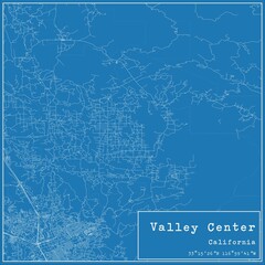 Blueprint US city map of Valley Center, California.
