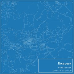 Blueprint US city map of Ramona, California.