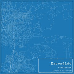 Blueprint US city map of Escondido, California.