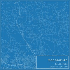 Naklejka premium Blueprint US city map of Escondido, California.