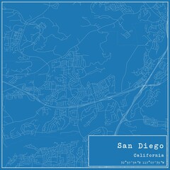 Obraz premium Blueprint US city map of San Diego, California.