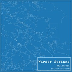 Blueprint US city map of Warner Springs, California.