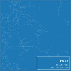 Blueprint US city map of Pala, California.