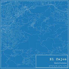 Blueprint US city map of El Cajon, California.