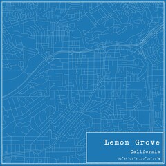 Blueprint US city map of Lemon Grove, California.