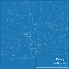 Blueprint US city map of Campo, California.