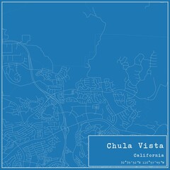 Blueprint US city map of Chula Vista, California.