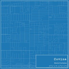 Blueprint US city map of Covina, California.