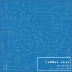 Blueprint US city map of Temple City, California.