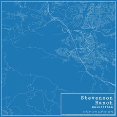 Blueprint US city map of Stevenson Ranch, California.