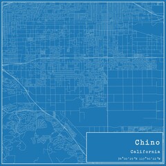 Blueprint US city map of Chino, California.