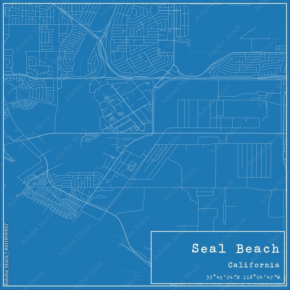 Canvas Prints blueprint us city map of seal beach, california.