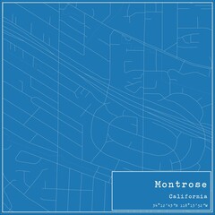 Blueprint US city map of Montrose, California.