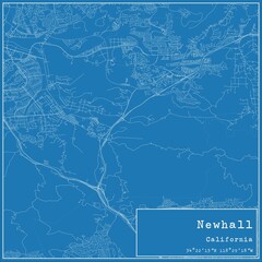 Blueprint US city map of Newhall, California. - obrazy, fototapety, plakaty