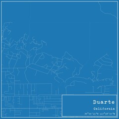 Blueprint US city map of Duarte, California.