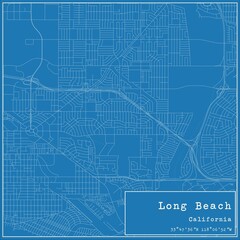 Obraz premium Blueprint US city map of Long Beach, California.