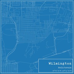 Blueprint US city map of Wilmington, California.