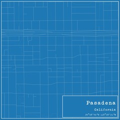 Blueprint US city map of Pasadena, California. - obrazy, fototapety, plakaty