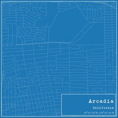 Blueprint US city map of Arcadia, California. - obrazy, fototapety, plakaty