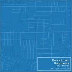 Blueprint US city map of Hawaiian Gardens, California.