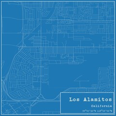 Fototapeta premium Blueprint US city map of Los Alamitos, California.